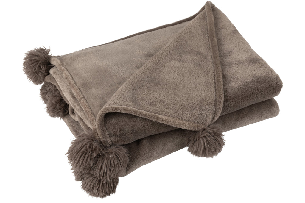 Plaid Pompon Polyester - J-LINE