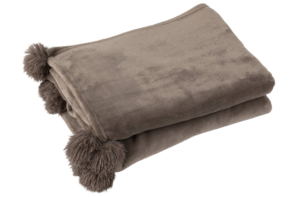 Plaid Pompon Polyester - J-LINE