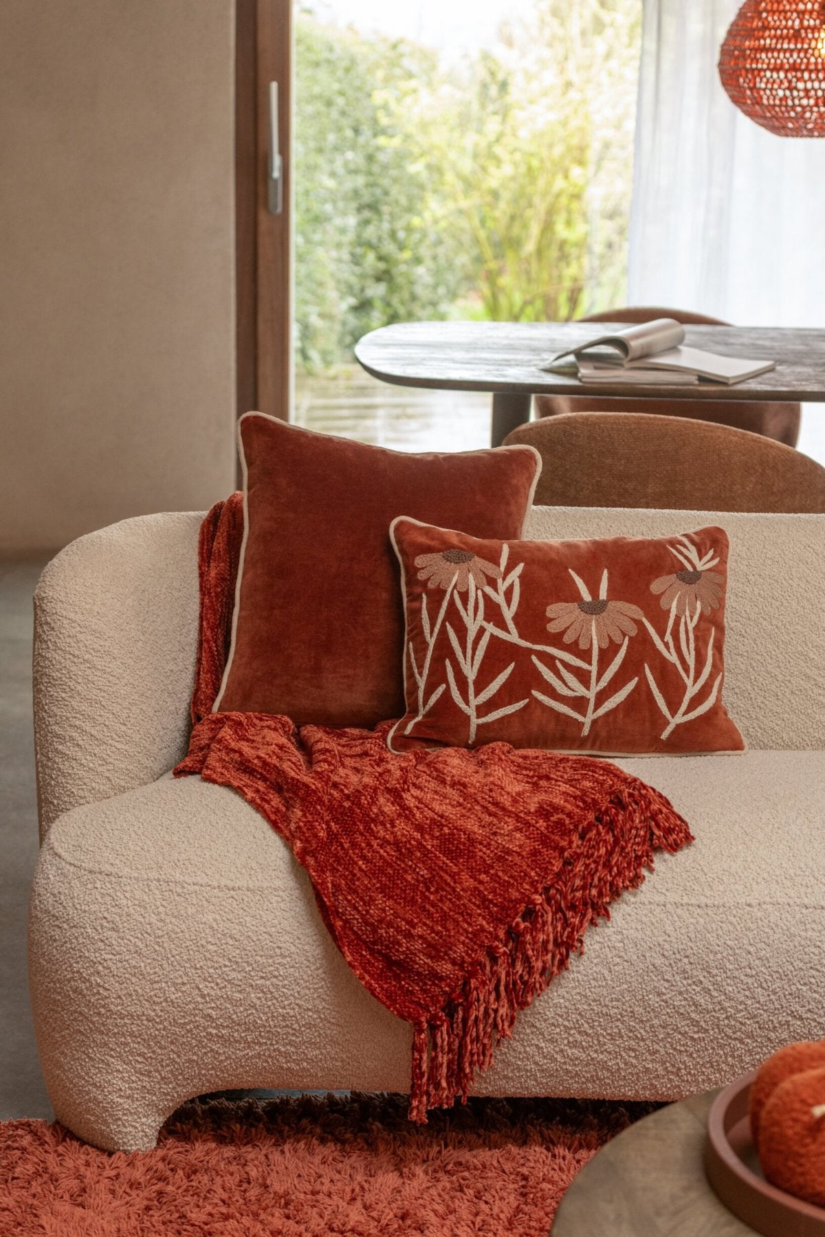 Plaid Chenille Polyester Rouille - J-LINE