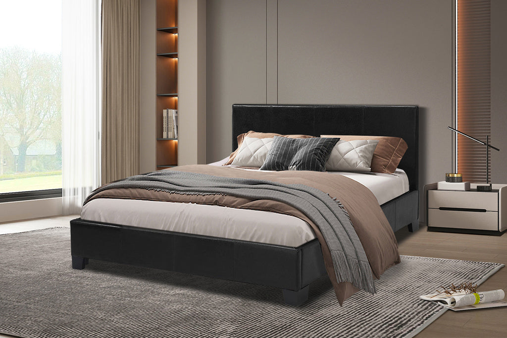 PROMO - Lit 'Roma' 140x200 PU noir - RS