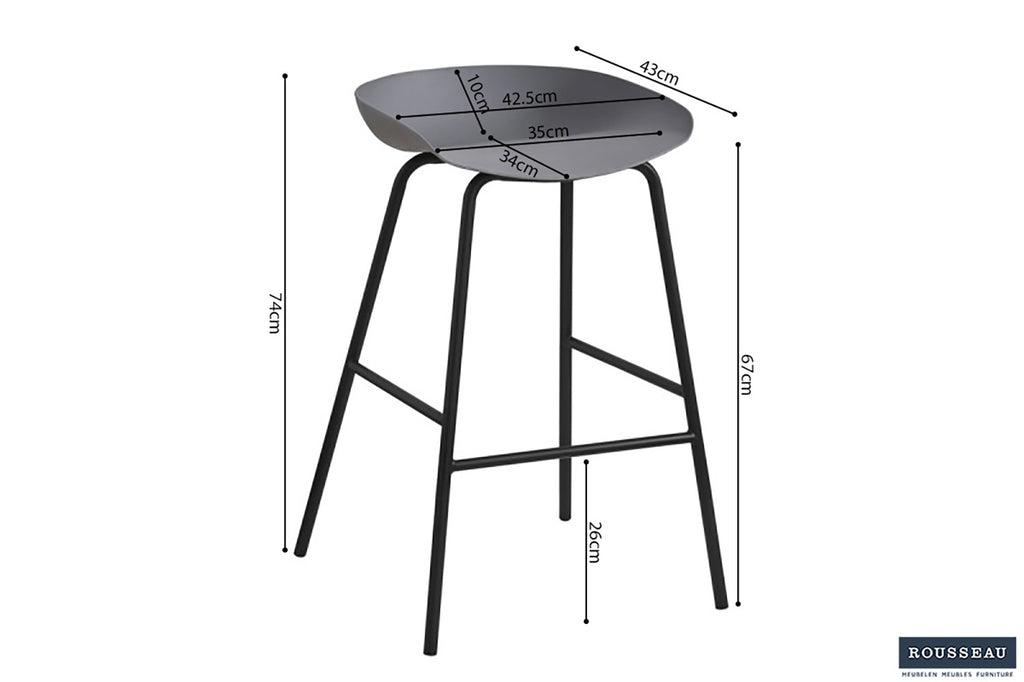 Tabouret de comptoir 'Anna' PP Gris RS