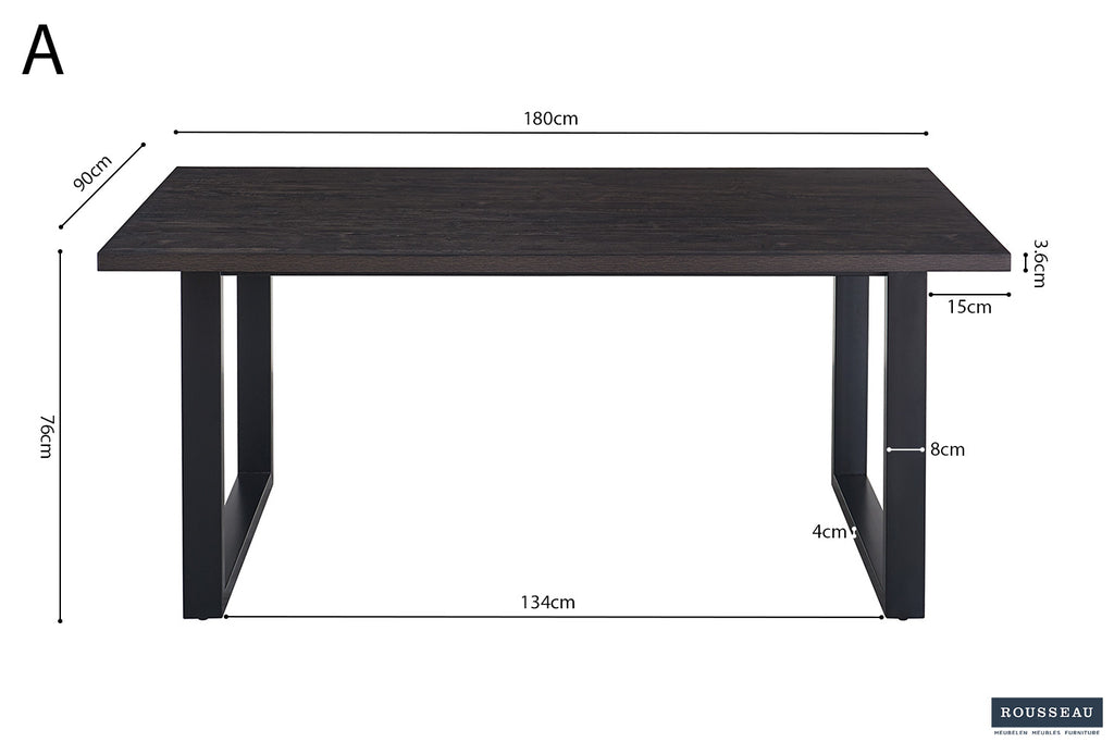 Tafel 'Alexander' 180 cm decor donkerbruin RS