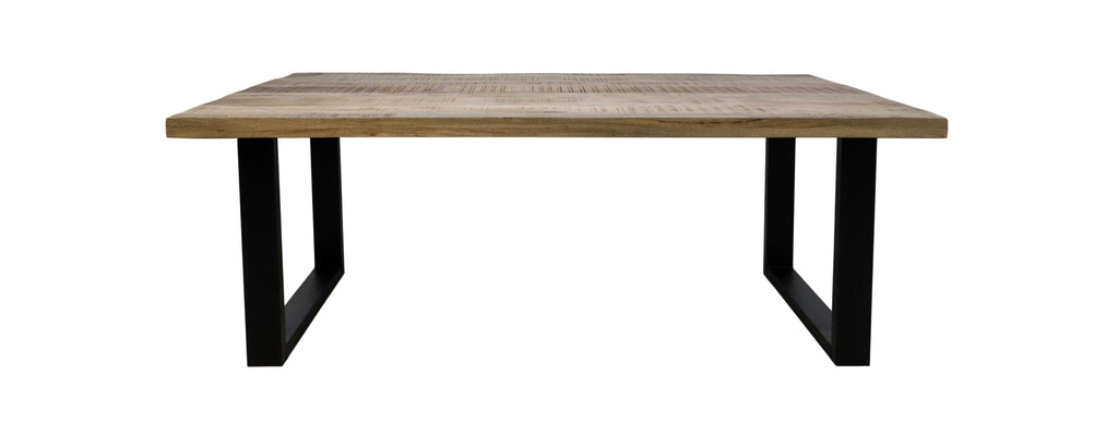 Rechthoekige eettafel Melbourne - 180x90x77 - Naturel/zwart - Mangohout/metaal