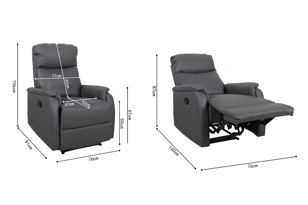 Relaxfauteuil 'Tokio' PU grijs RS