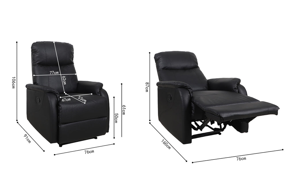 Relaxfauteuil 'Tokio' PU zwart RS