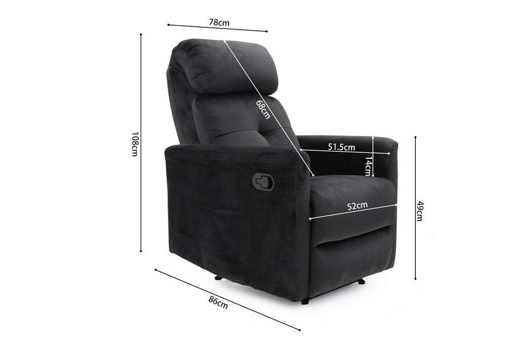 Relaxfauteuil 'Wuhan' stof zwart RS