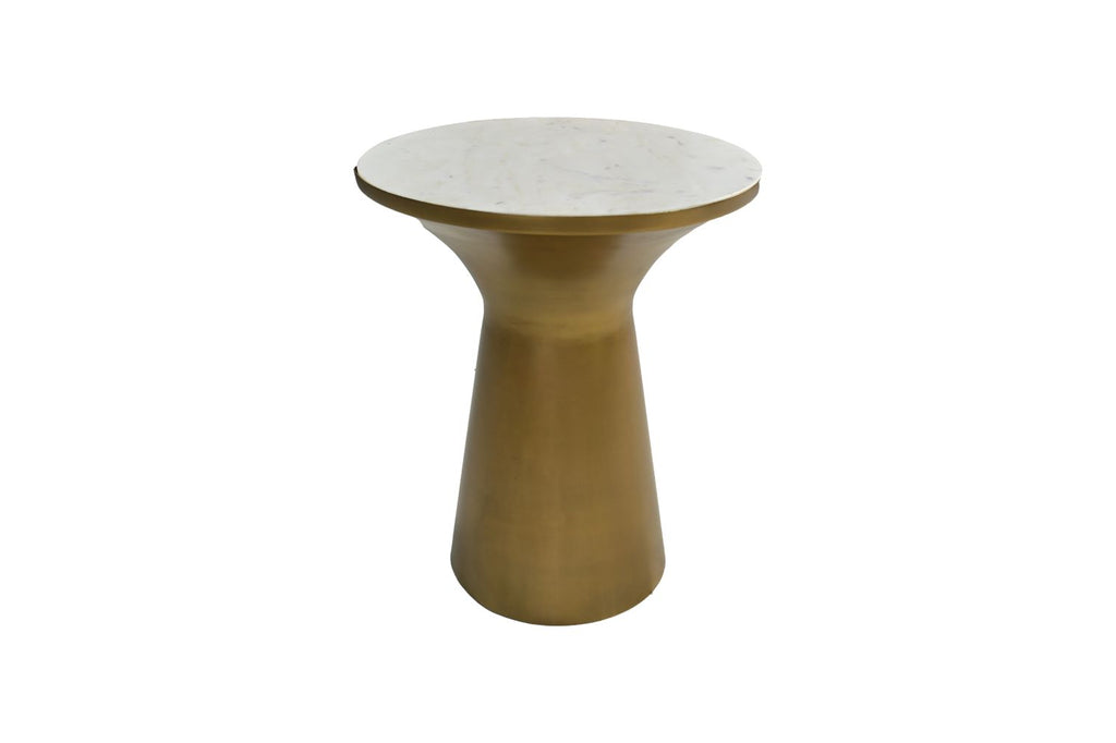 Ronde bijzettafel - ø40x50 - Wit/goud - Marmer/ijzer - HSM