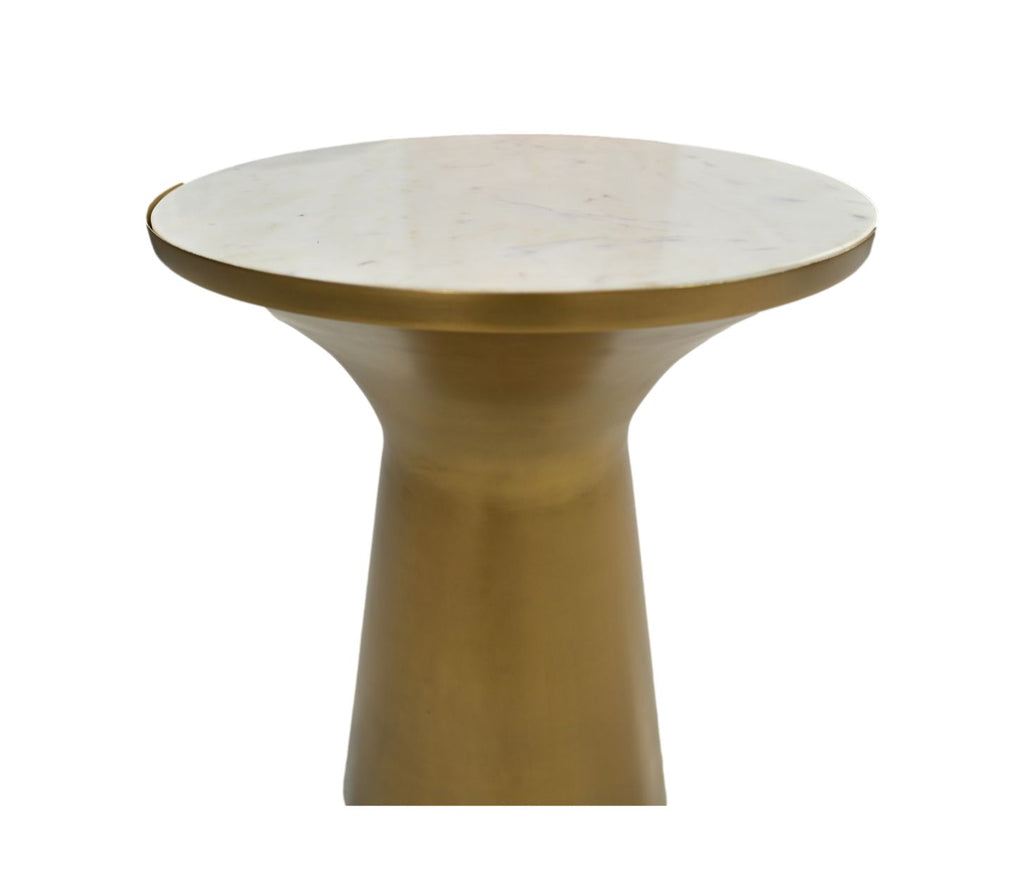 Ronde bijzettafel - ø40x50 - Wit/goud - Marmer/ijzer - HSM
