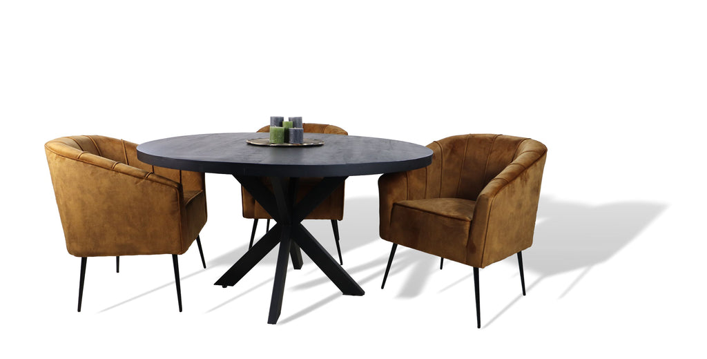 Ronde eettafel Melbourne - ø140x76 - Zwart - Mangohout/ijzer - HSM