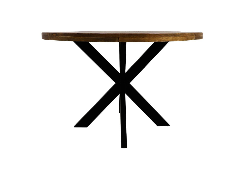 Ronde eettafel Melbourne - ø80x76 - Naturel/zwart - Mangohout/ijzer