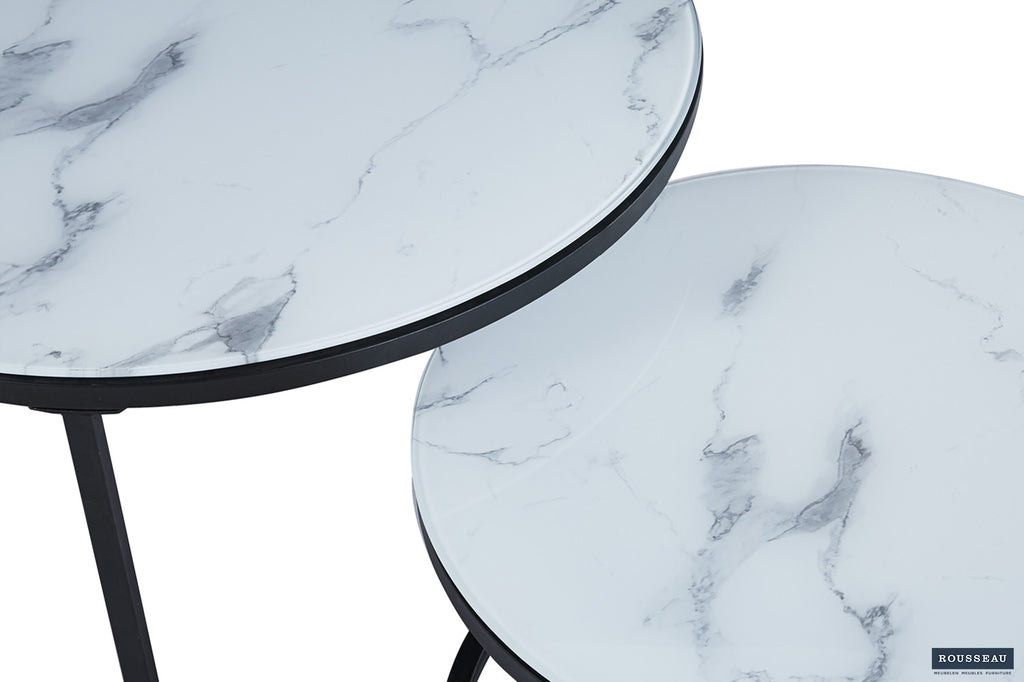Table basse 'Boston' décor marbre blanc RS