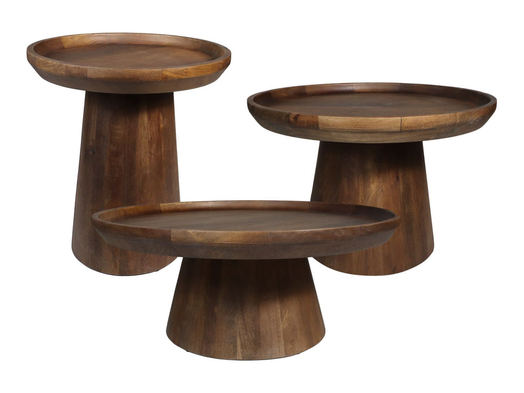 Salontafel Drum - 75x75x32 - Mat bruin - Mangohout - HSM
