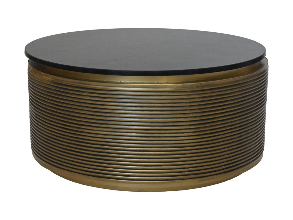Salontafel van marmer - ø80x40 - zwart/goud - Marmer/metaal - HSM
