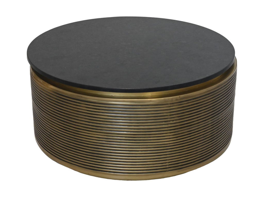Salontafel van marmer - ø80x40 - zwart/goud - Marmer/metaal - HSM