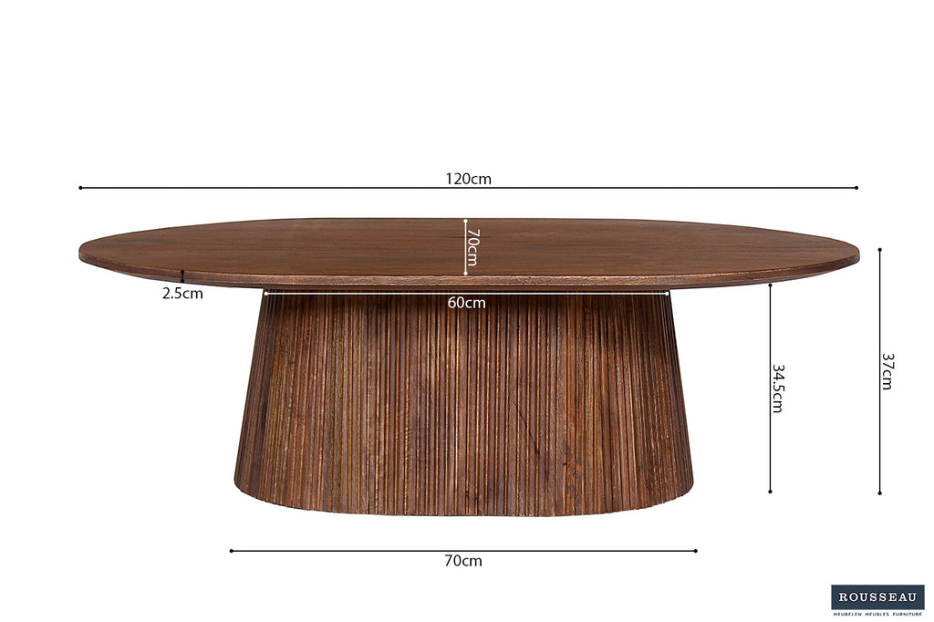Table basse 'Miguel' 120 ovale en bois de manguier marron clair RS