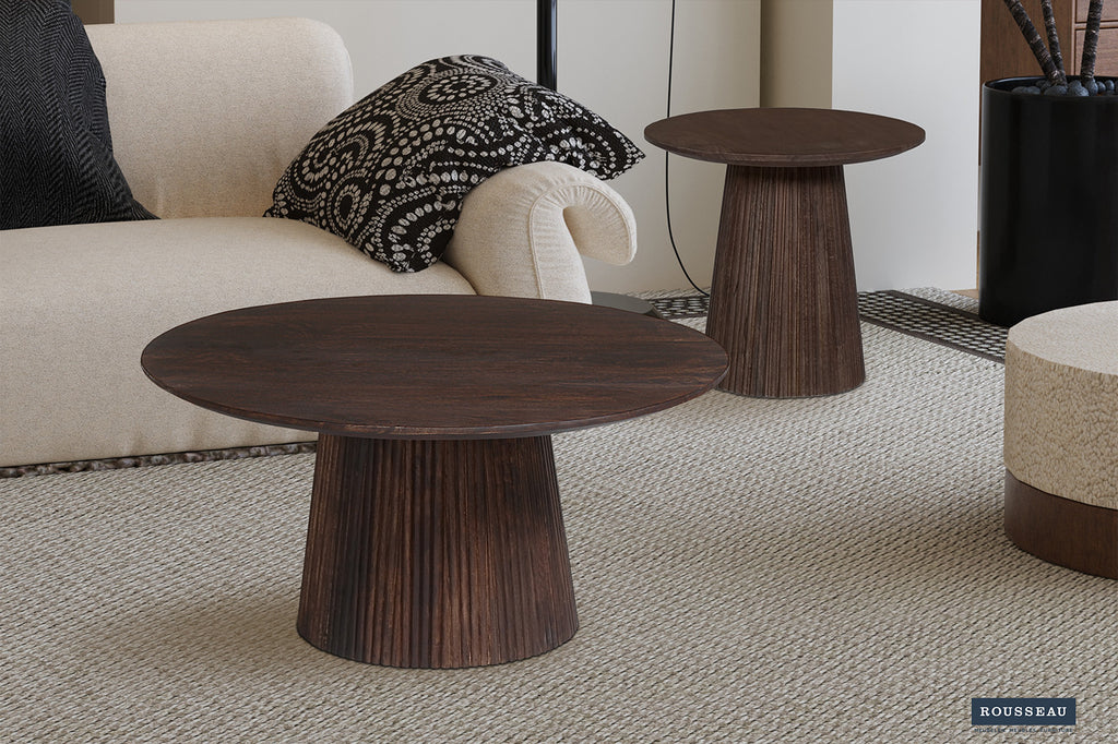 Table basse ronde 'Miguel' 50 en bois de manguier, marron foncé RS
