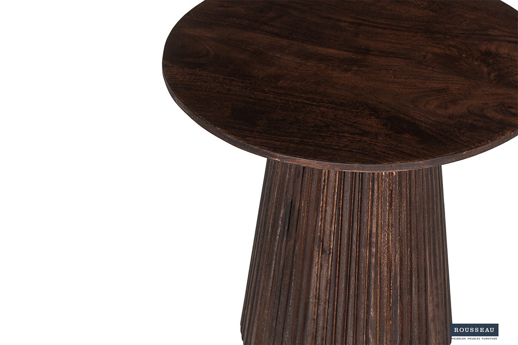 Table basse ronde 'Miguel' 50 en bois de manguier, marron foncé RS