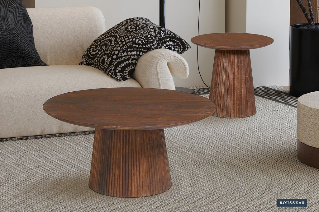 Table basse 'Miguel' 80 ronde en bois de manguier marron clair RS