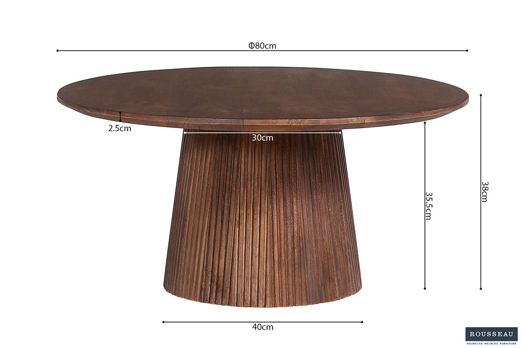 Table basse 'Miguel' 80 ronde en bois de manguier marron clair RS