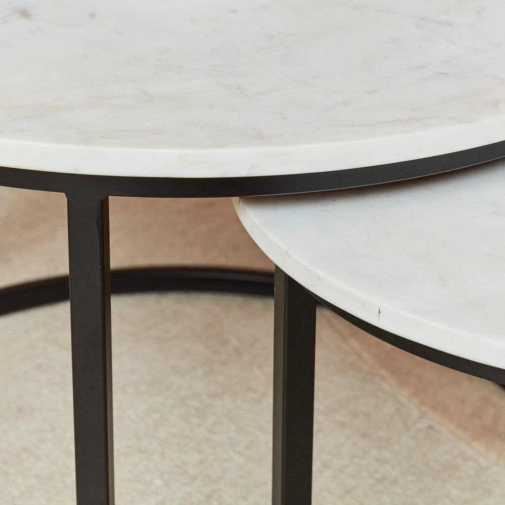 Table basse Nova | Lot de 2 | Ronde | Marbre blanc STF