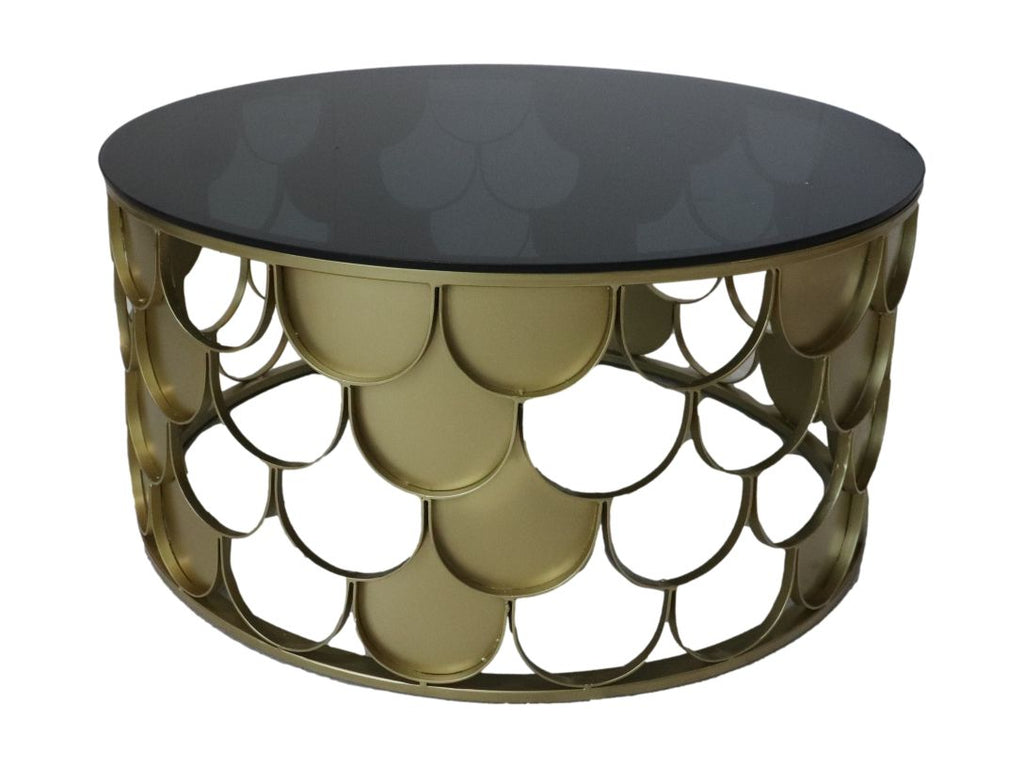 Salontafel rond - ø80x40 - Goud/zwart - Metaal/glas - HSM