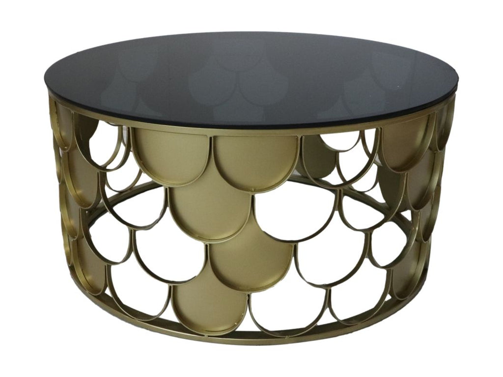Salontafel rond - ø80x40 - Goud/zwart - Metaal/glas - HSM