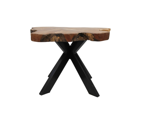 Salontafel Victoria - ø60-70x45 cm - teak/ijzer - HSM