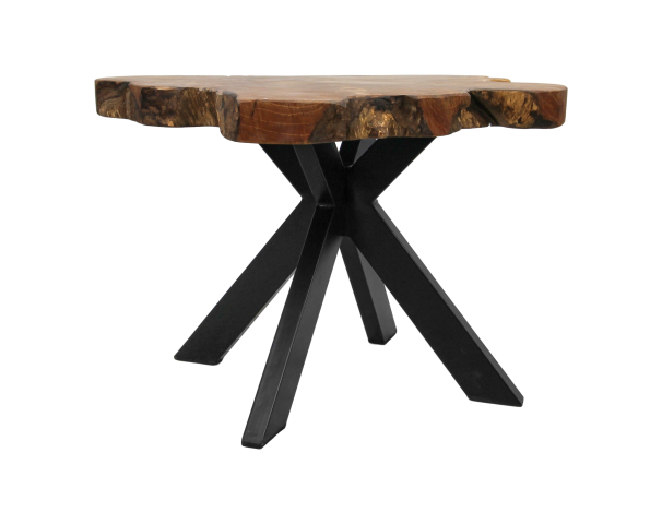 Salontafel Victoria - ø60-70x45 cm - teak/ijzer - HSM