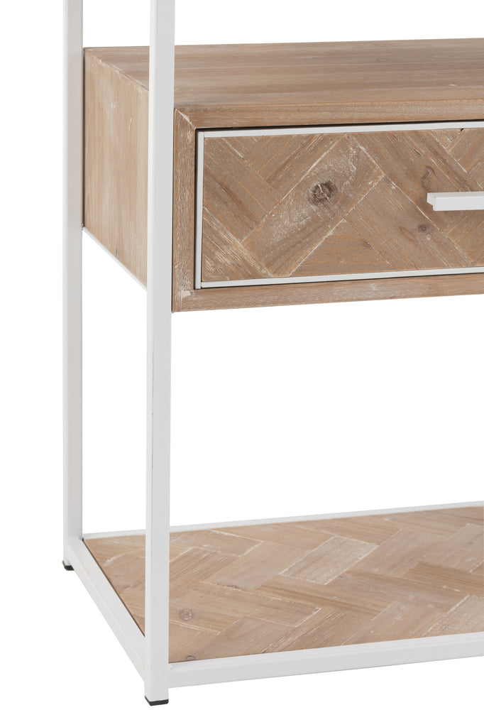 Table d'appoint Zigzag 1 tiroir Bois/Métal Naturel/Blanc - J-LINE