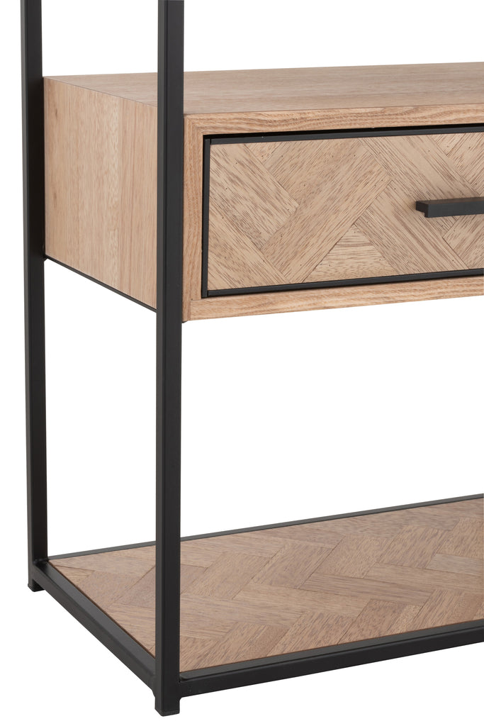 Table d'appoint Zigzag 1 tiroir Bois/Métal Naturel/Noir - J-LINE