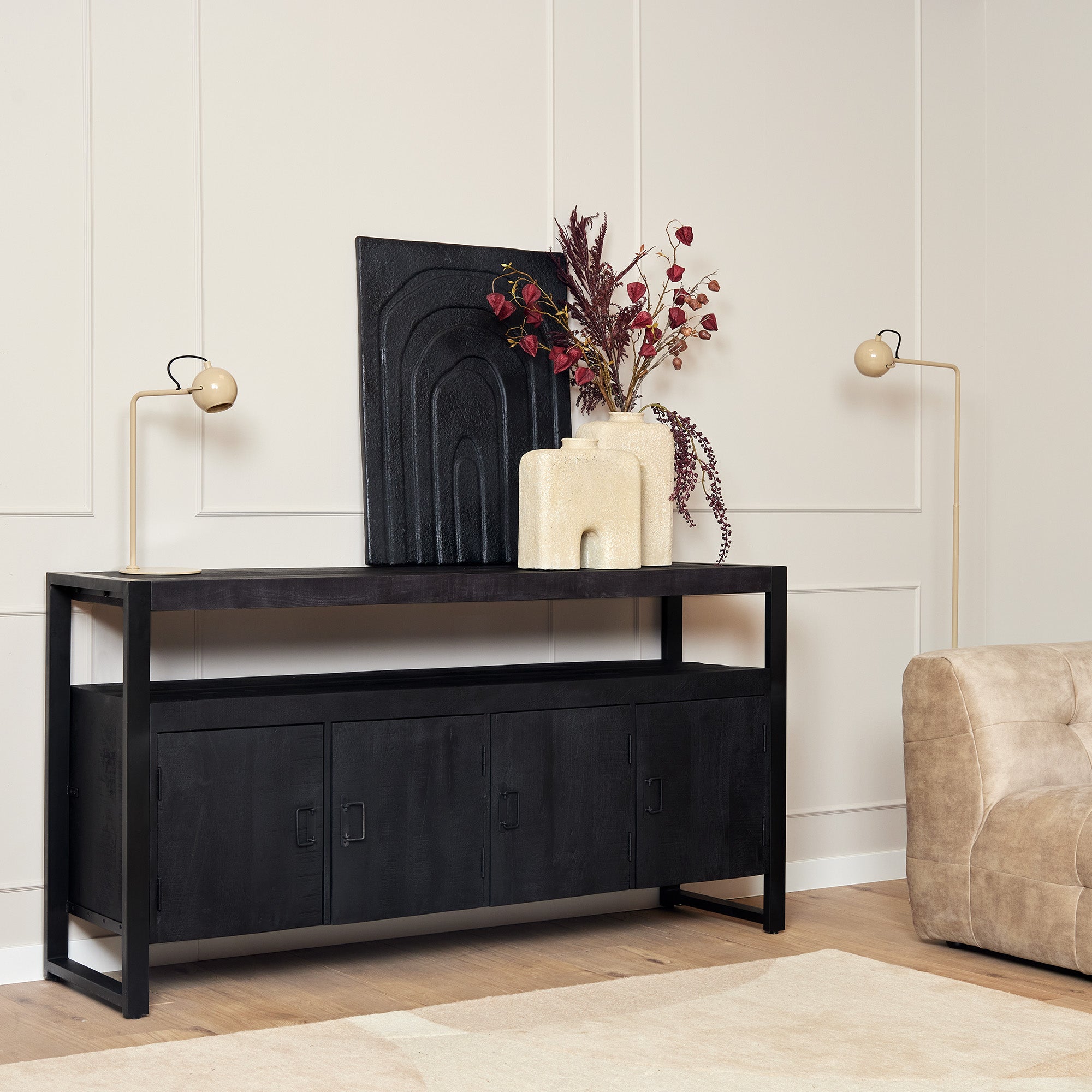Dressoir Boaz zwart 175 - STF