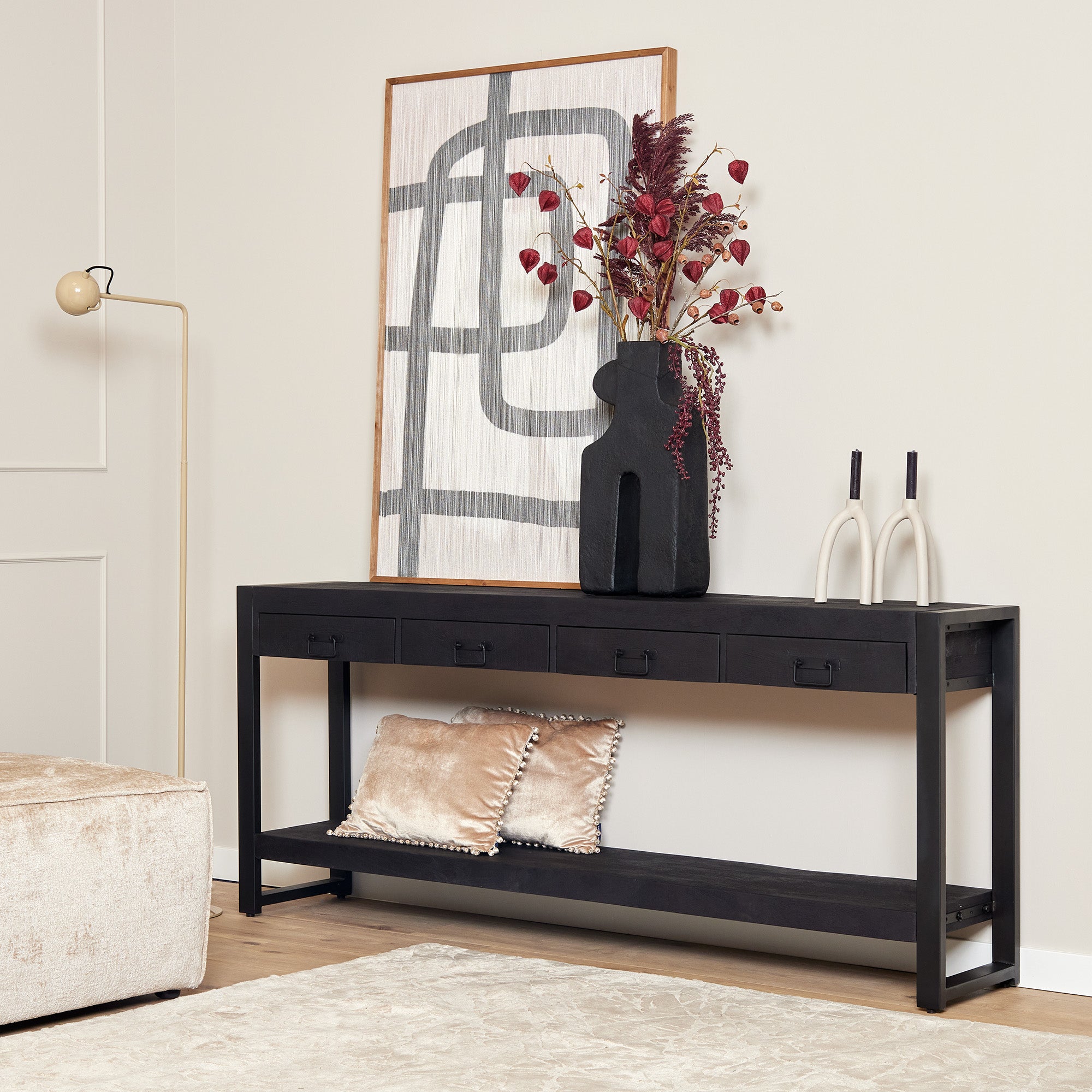 Wandtafel Boaz 180 zwart - STF