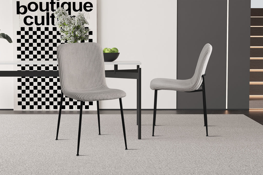 Chaise 'Alice' en velours côtelé gris clair RS