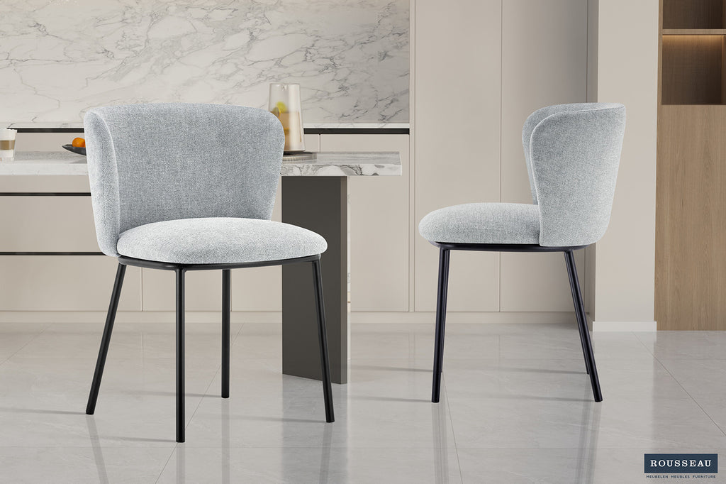 Chaise « Arthur » Tissu Gris Clair RS