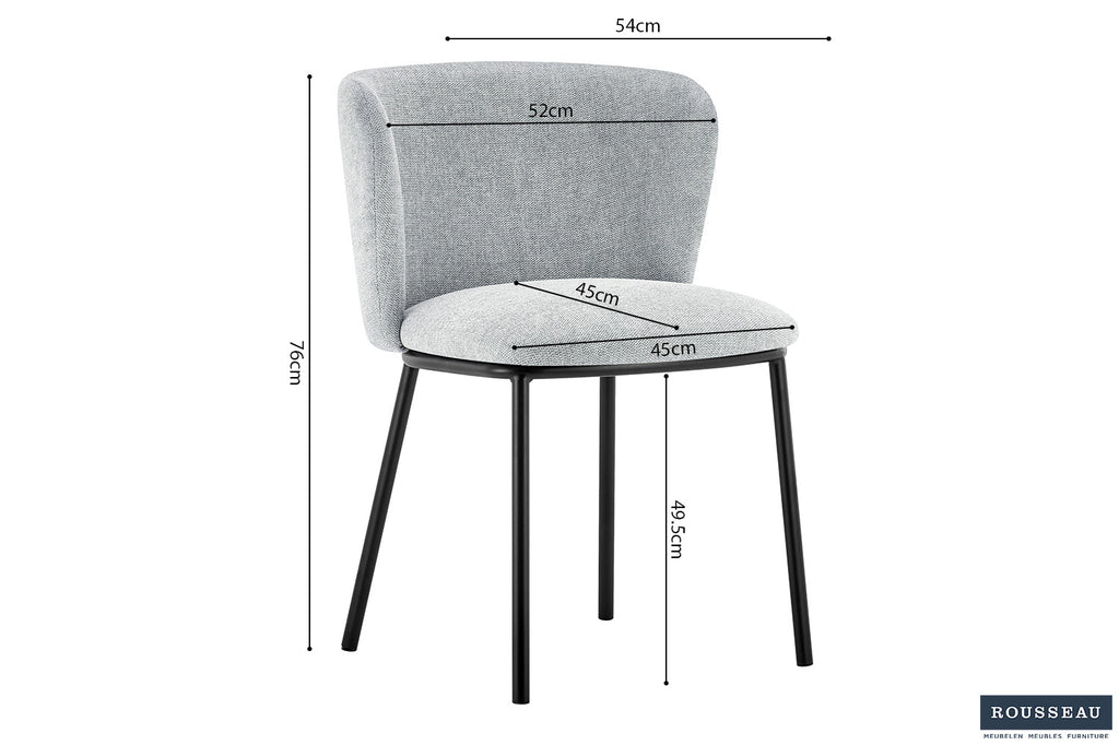 Chaise 'Arthur' Tissu Gris Clair RS