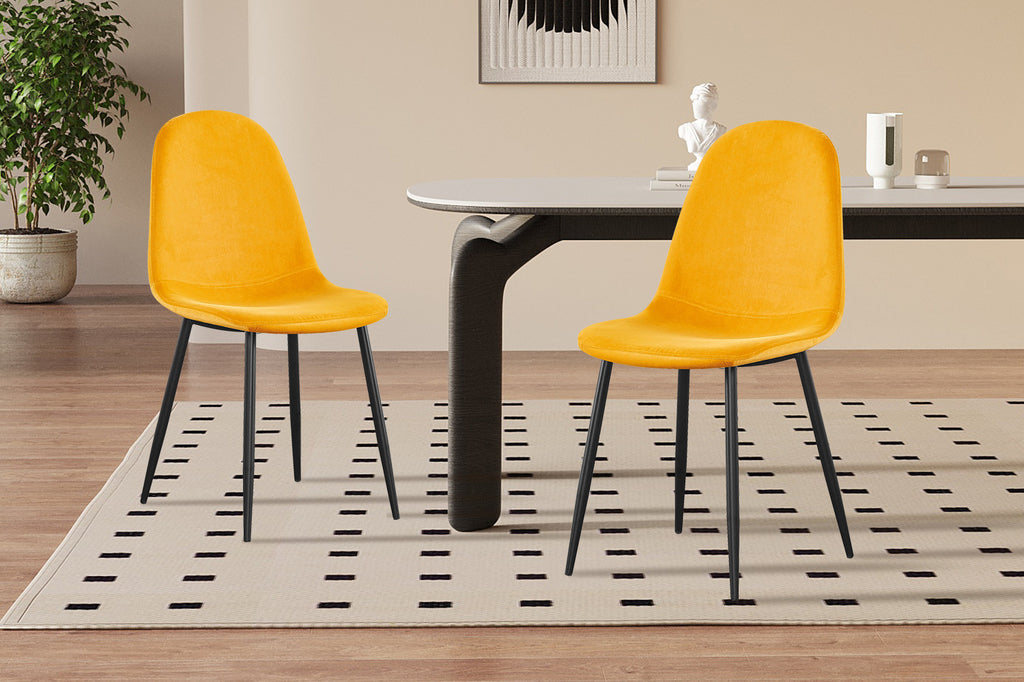 Chaise 'Boy' Velours Jaune RS