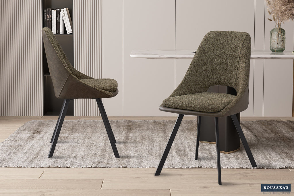 Stoel 'Filou' Bouclé Green Backrest PU Dark Green RS