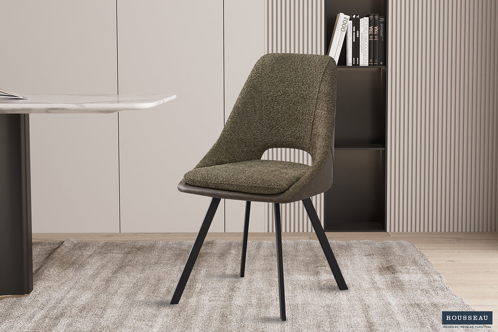 Stoel 'Filou' Bouclé Green Backrest PU Dark Green RS
