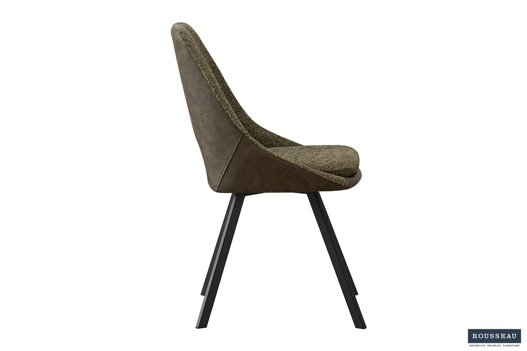 Stoel 'Filou' Bouclé Green Backrest PU Dark Green RS
