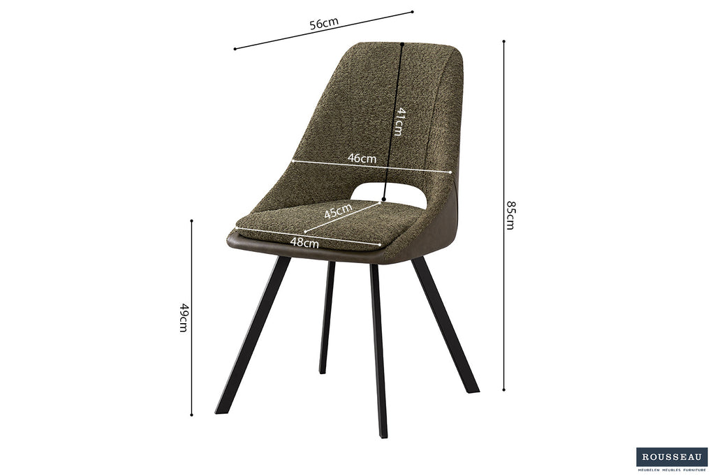 Stoel 'Filou' Bouclé Green Backrest PU Dark Green RS
