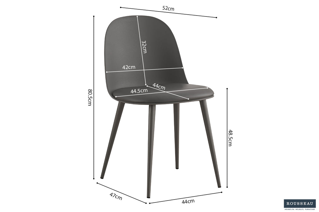 Chaise 'Jasmin' Assise PP Coussin PU Gris RS