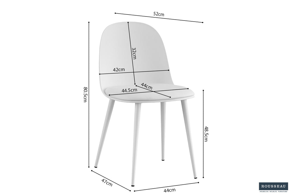 Chaise 'Jasmin' Assise PP Coussin PU blanc RS