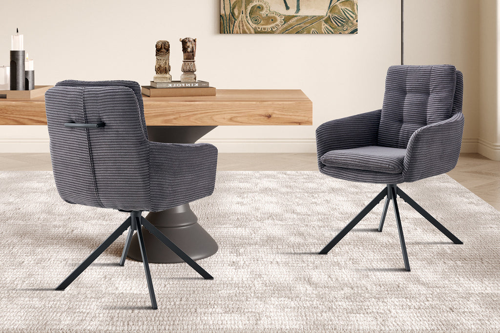 Chaise « Luna » pivotante velours côtelé gris RS