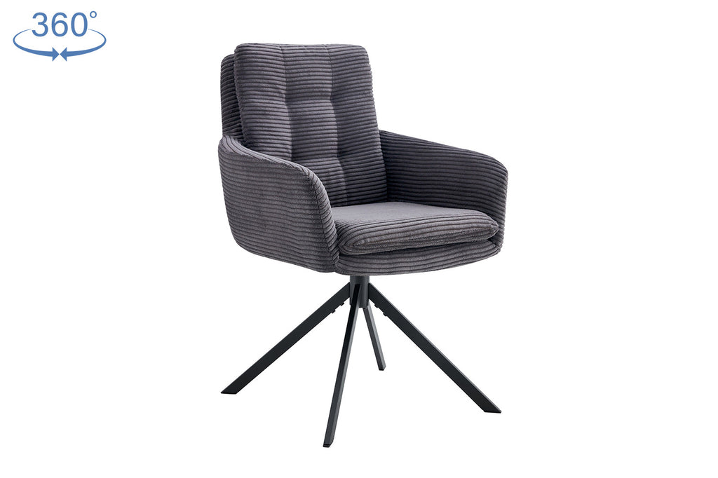 Chaise « Luna » pivotante velours côtelé gris RS