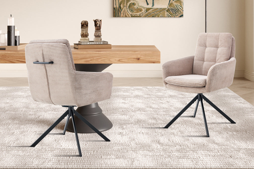 Chaise « Luna » pivotante velours côtelé sable RS