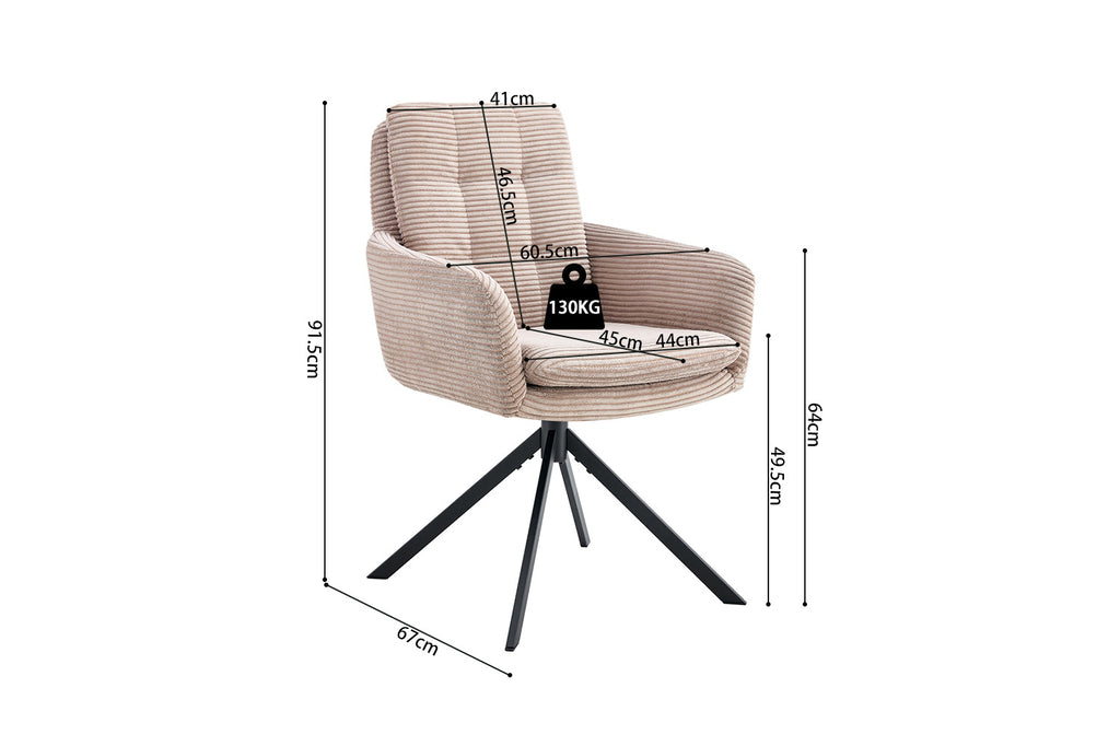 Stoel 'Luna' draaibaar corduroy zand RS