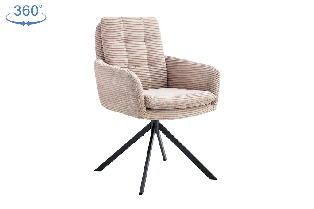 Chaise « Luna » pivotante velours côtelé sable RS