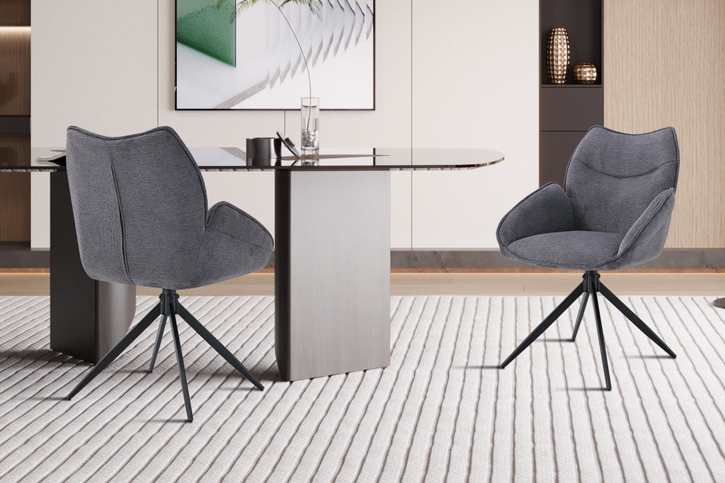 Chaise « Mahi » pivotante tissu gris foncé RS
