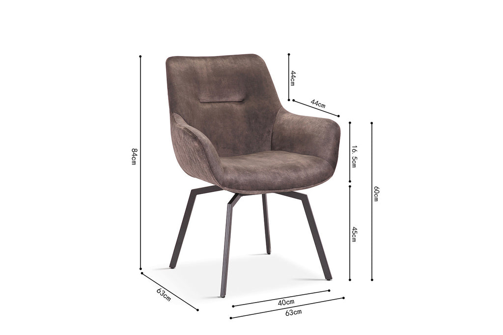 Fauteuil pivotant modeste, velours taupe RS
