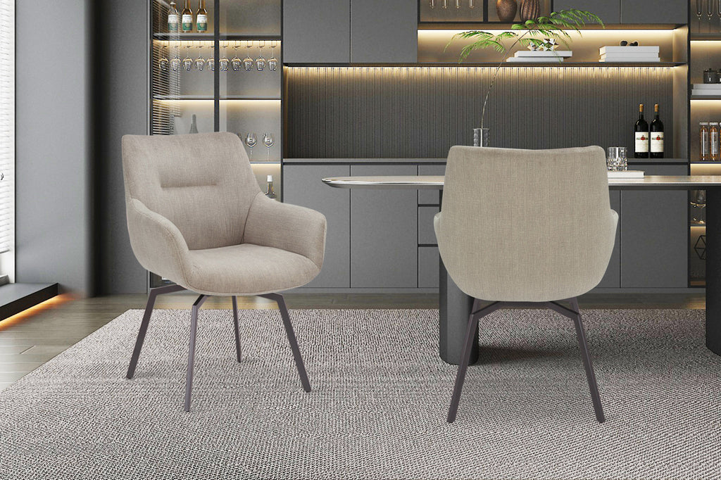 Stoel 'Modest' draaibaar corduroy beige RS